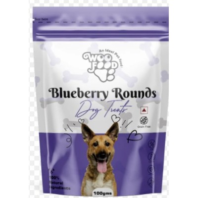 WOOFOOD BLUEBERRY ROUNDS 100GM DOG TREATS