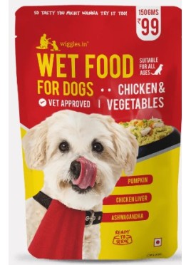 WIGGLES DOG FOOD CHICKEN AND VEGETABLES FOR PUPPY ADULT 150GM