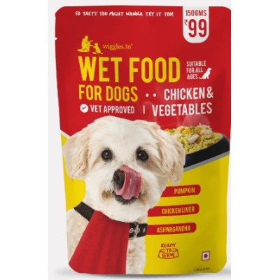 WIGGLES DOG FOOD CHICKEN AND VEGETABLES FOR PUPPY ADULT 150GM