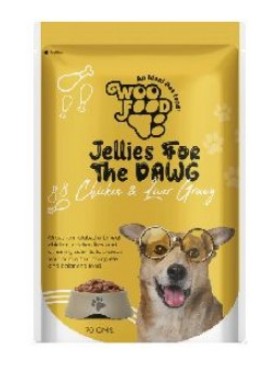 WOOFOOD JELLIES FOR THE DAWG CHICKEN AND LIVER GRAVY 70G