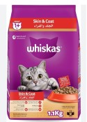 WHISKAS DRY CAT FOOD FOR ADULT CATS SKIN AND COAT 1.1 KG, CHICKEN