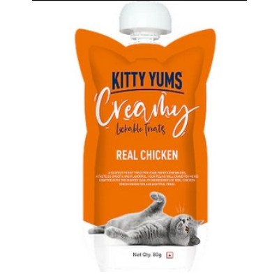 KITTY YUMS LICKABLE REAL CHICKEN 80GM CREAMY CAT TREAT