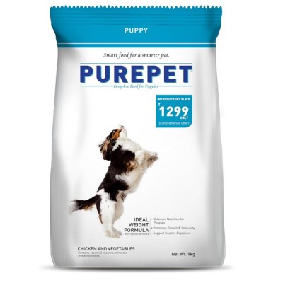 PUREPET PUPPY DRY DOG FOOD,CHICKEN AND VEGETABLE FLAVOR 9KG