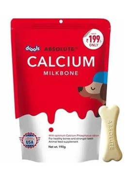 DROOLS ABSOLUTE CALCIUM MILK BONE POUCH 190G PUPPIES 20PC ADULT