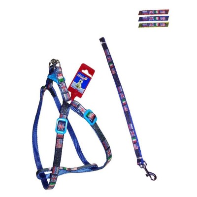 Fekrix 4 Flags Nylon Leash And Harness 10mm 48 inch 12-16 Inch