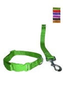 Fekrix 1 Plain Nylon Collar And Leash For Dogs 15mm 48 inch 16 Inch