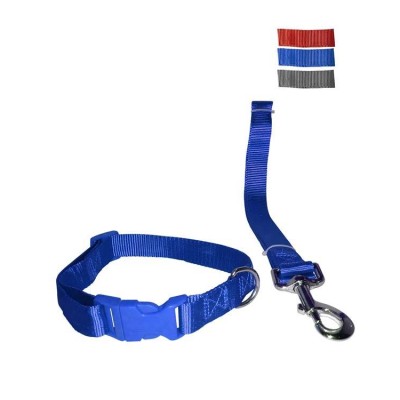 Fekrix 1 Thick Plain Nylon Leash & Collar For Dogs 25mm 48 inch 20 Inch