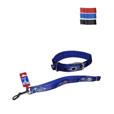 Fekrix Padded Map Nylon Collar And Leash For Dogs 20mm 48 inch 18 Inchs