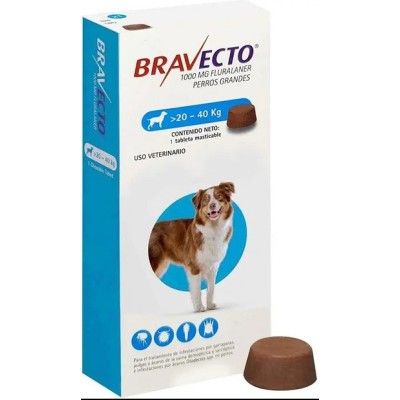 BRAVECTO 1000MG CHEWABLE TABLETS20-40KG DOG