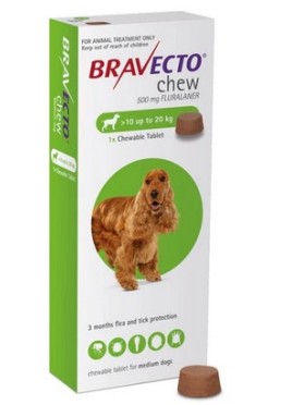 BRAVECTO 500MG TABLET FOR MEDIUM DOGS 10-20KG