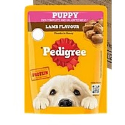 PEDIGREE PUPPY DOG FOOD LAMB FLAVOUR CHUNKS IN GRAVY 70 G