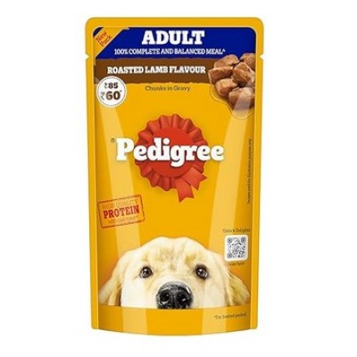 PEDIGREE ADULT DOG FOOD LAMB FLAVOUR CHUNKS  GRAVY 130 G