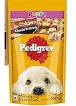 PEDIGREE PUPPY WET DOG FOOD CHICKEN AND LIVER CHUNKS IN GRAVY 130G