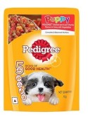 PEDIGREE PUPPY DOG FOOD CHICKEN AND LIVER CHUNKS FLAVOUR IN GRAVY  VEGETABLES 70GM 