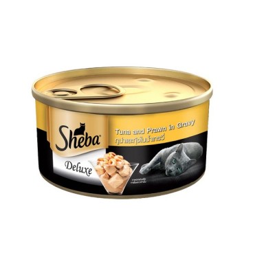 SHEBA DELUXE PREMIUM ADULT CAT FOOD TUNA AND PRAWNS IN GRAVY 85 G