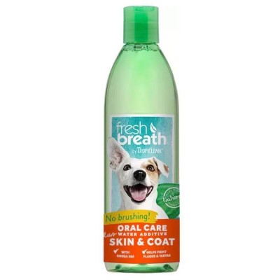 Tropiclean Fresh Breath Oral Care Water Additive Plus Skin and Coat Pets 473 Ml
