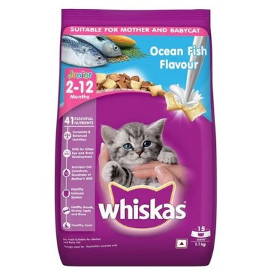 WHISKAS JUNIOR OCEAN FISH WITH MILK KITTEN FOOD 1.1KG