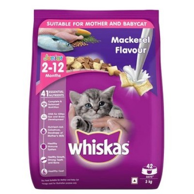 WHISKAS JUNIOR MACKEREL 3KG KITTEN FOOD